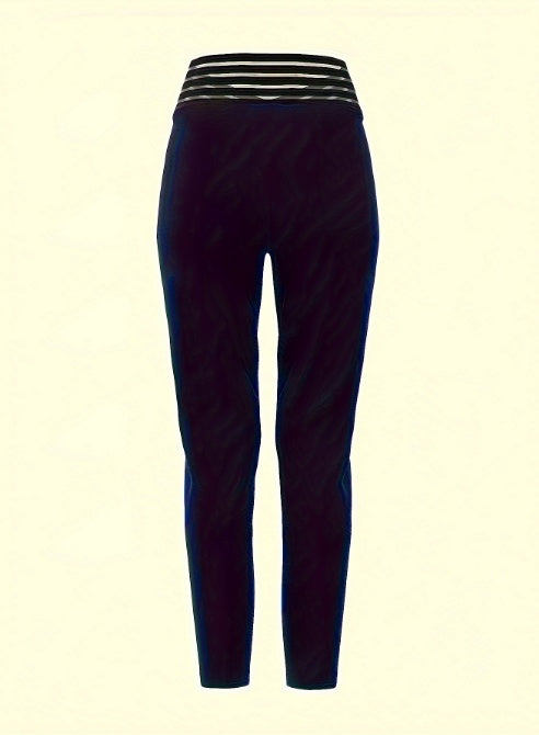 High-Waist Mesh Panel Slim Pants