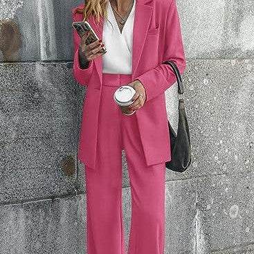 Women's Fashion Casual Solid Color Coat Trousers Suit - Holy Mango Store