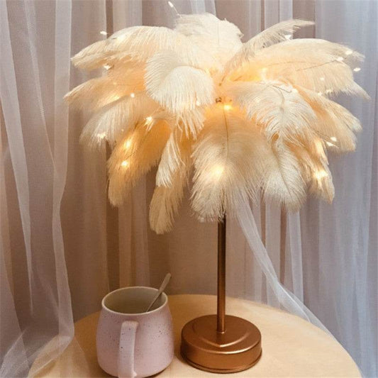 Remote Control Feather Table Lamp USB Battery Power - Holy Mango Store