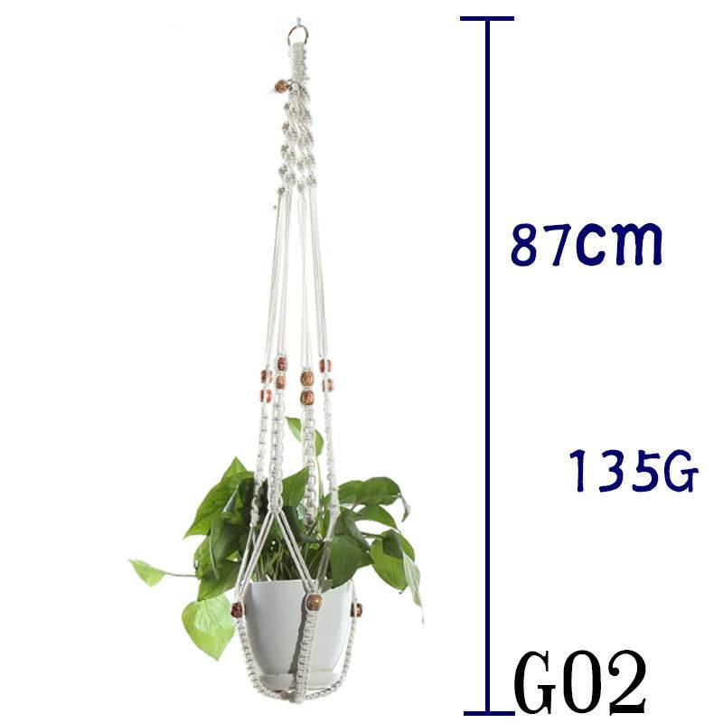 Flower Pot Net Bag Beige Cotton Rope Indoor Plant Hanger Hanging Basket Sling - Holy Mango Store