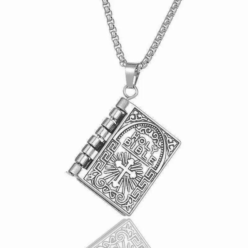 European And American Gothic Style Flip Able Bible Book Cross Necklace - Holy Mango Store