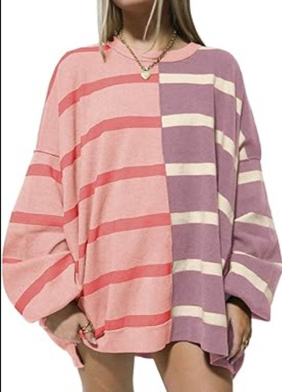 Striped Knitted Long-sleeved Sweater For Women - Holy Mango Store