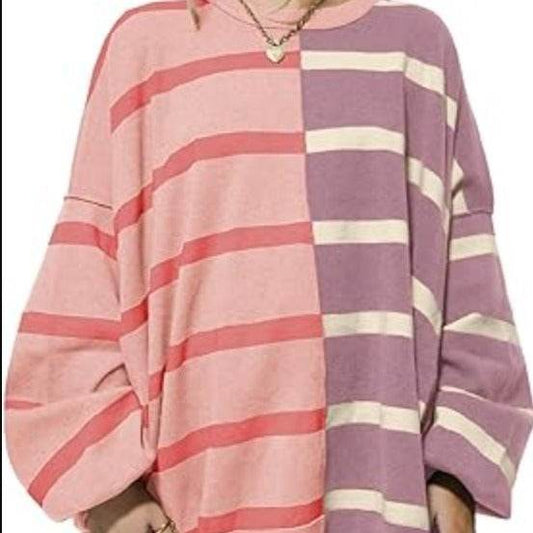 Striped Knitted Long-sleeved Sweater For Women - Holy Mango Store