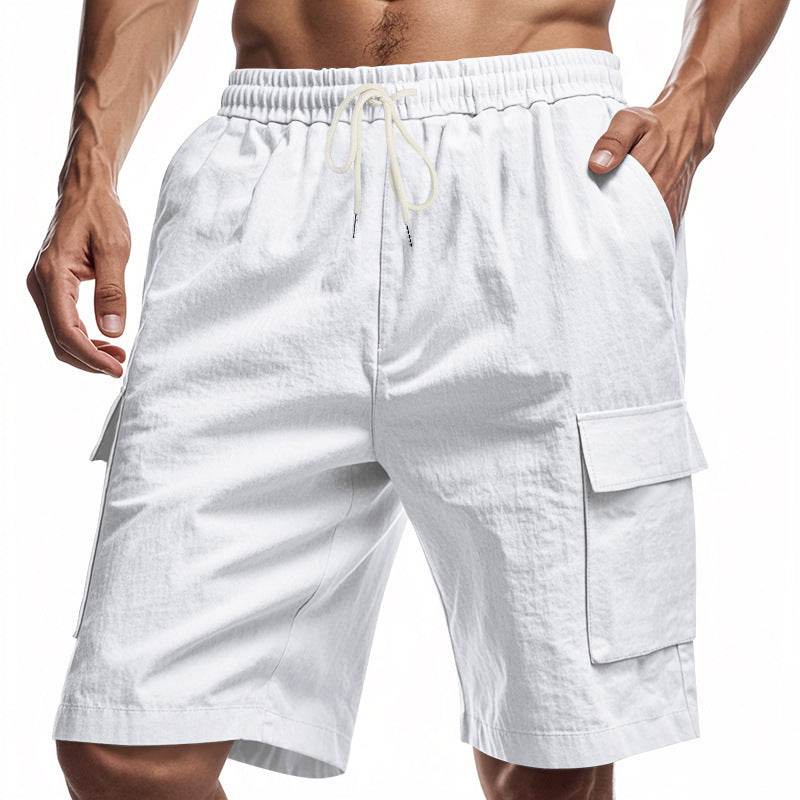 Loose Sports And Leisure Solid Color Linen Drawstring Shorts - Holy Mango Store