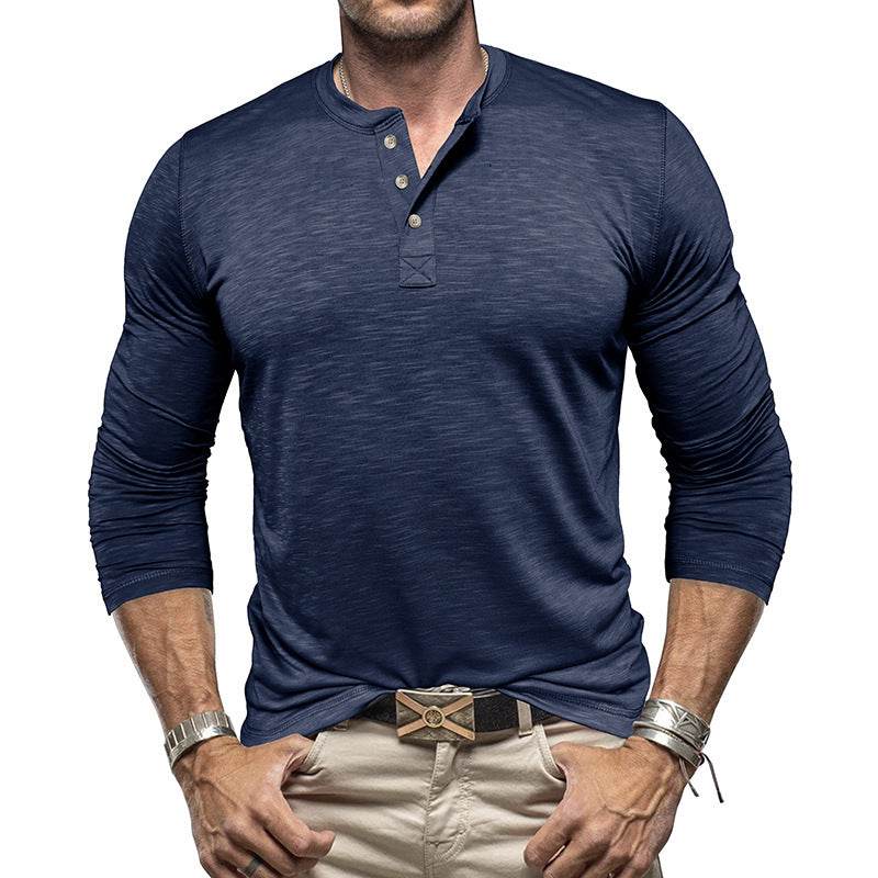 Men's Long-sleeved Henry Collar T-shirt - Holy Mango Store