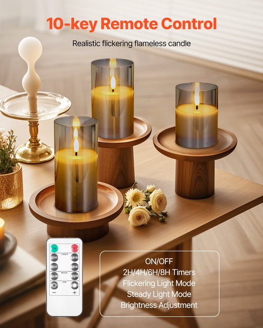 Flameless LED Candle Trio – Realistic Flicker with Remote & Timer