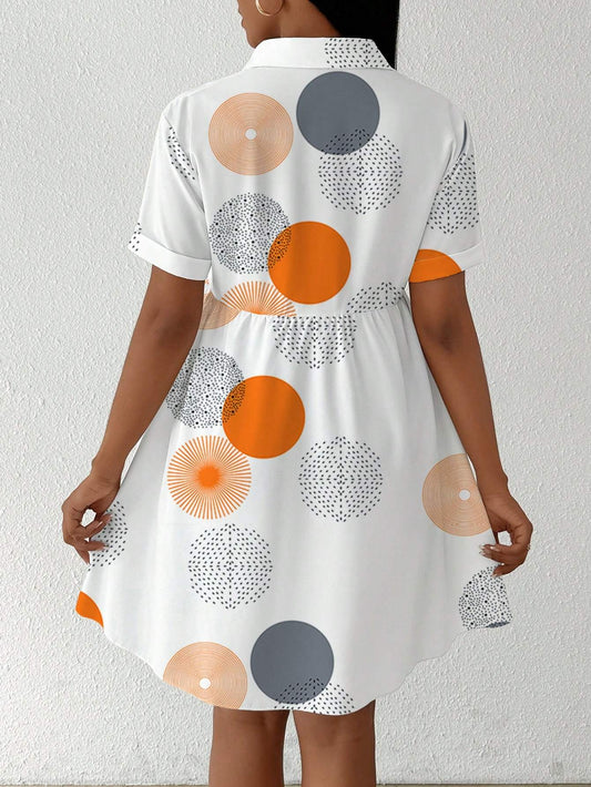 Button‑Front All‑Over Print Shirt Dress