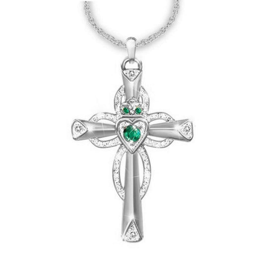 Elegant Emerald Cross Pendant – Faith & Style United
