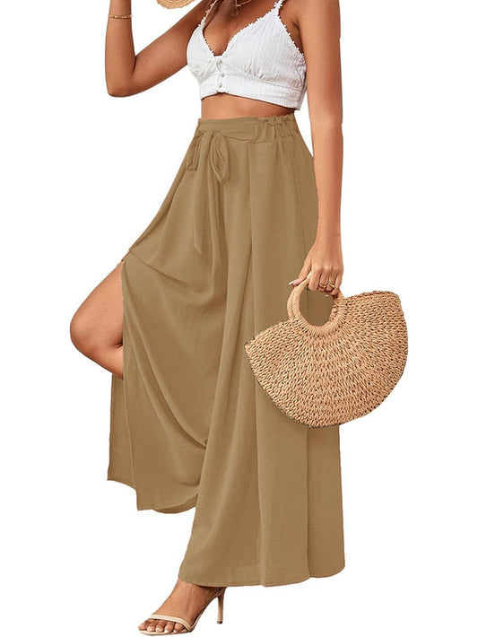 Khaki Flow Maxi Skirt – Minimalist Solid Color Style