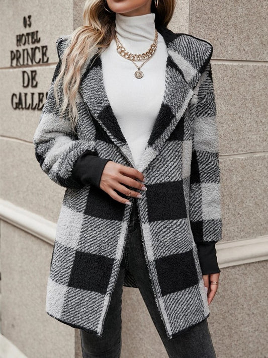 Loose Plaid Wool Cardigan