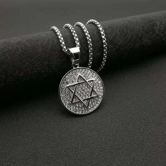 Six-Star Stainless Steel Pendant Necklace