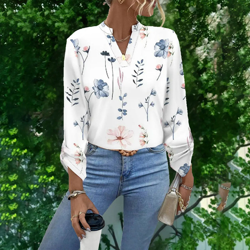 Women's 2025 Fashion V-Neck Tops Long Sleeve Business Casual Blouses Summer Tees Shirts