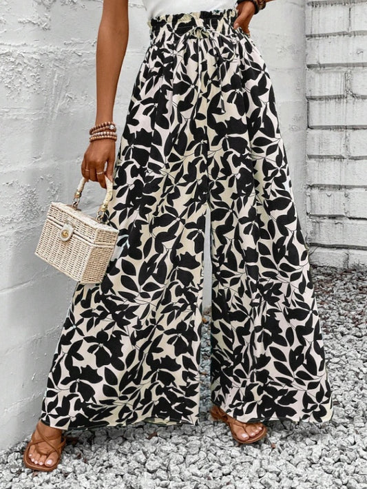Women's Boho High Waist Wide Leg Floral Pants