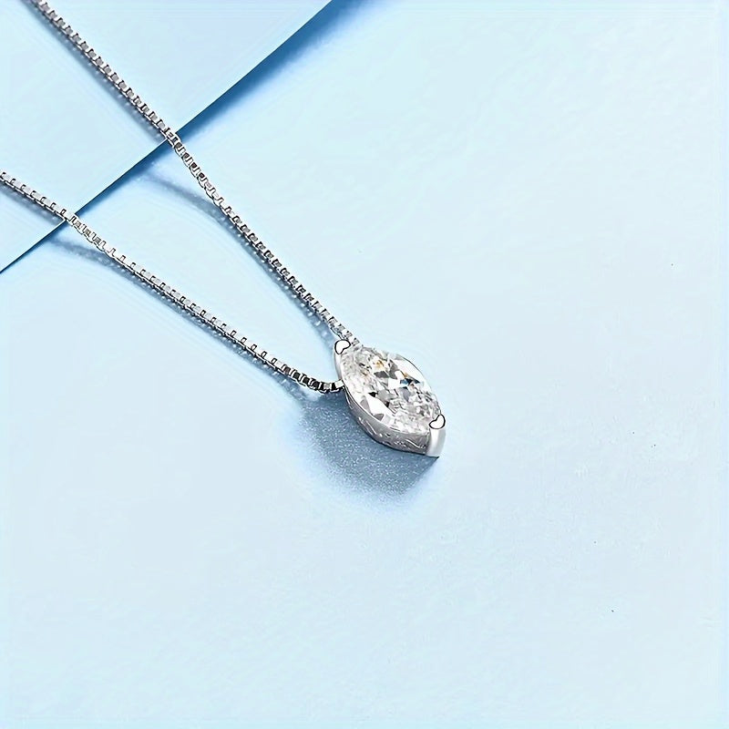 Moissanite Drop Pendant – Minimalist Sparkle Necklace
