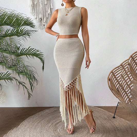 Chic 2-Piece Skirt Set – Crop Top & Bodycon Skirt