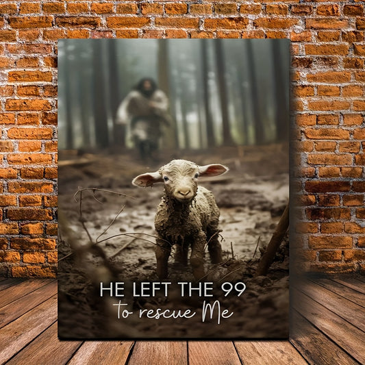 “He Left 99 Sheep to Save Me” – Christian Framed Canvas Wall Art