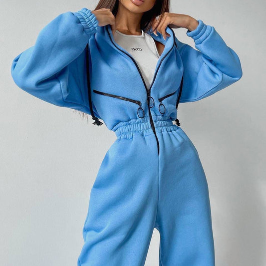 Women’s Sporty Hooded Jumpsuit – Cotton Blend One-Piece Comfort
