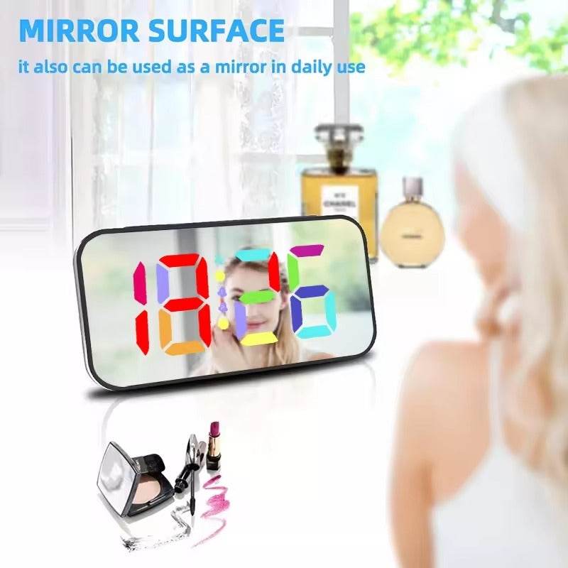 LED Mirror Large Display Table Clock, Suitable For Bedroom, Home, Living Room, Office - Holy Mango Store