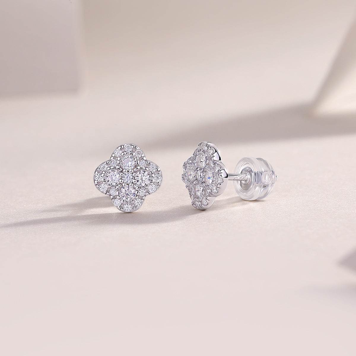 Fragrance Luxury Fashion Diamond Earrings Stud Inlaid With Mosan Diamond Silver Jewelry - Holy Mango Store