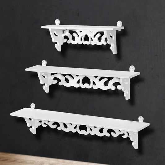 Set of 3 Shabby Floating Wall Shelves Bookshelf Display Wall Shelf Storage Rack - Holy Mango Store