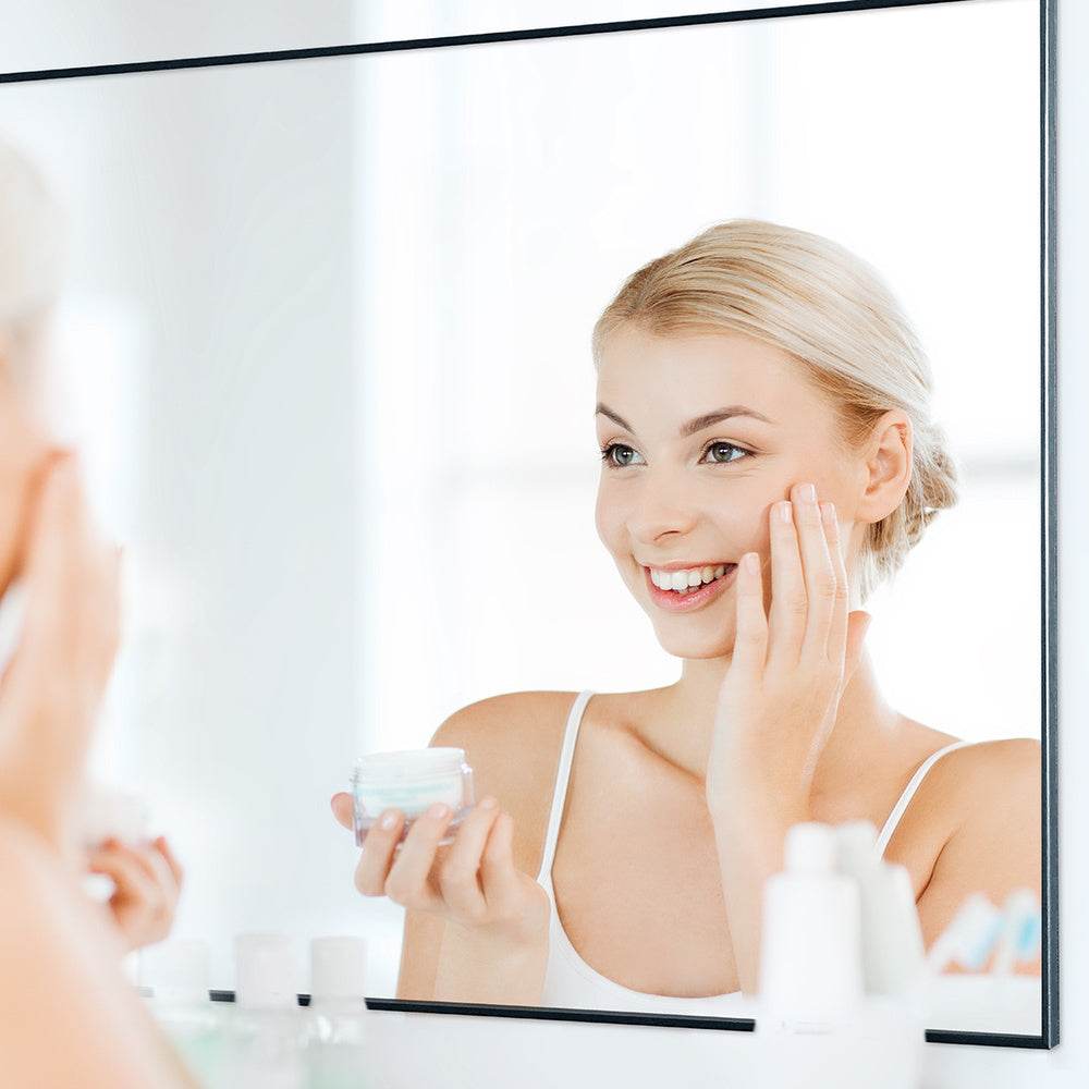 36x24 inches Modern Black Bathroom Mirror with Aluminum Frame Vertical or Horizontal Hanging Decorative Wall Mirrors for Living Room Bedroom - Holy Mango Store