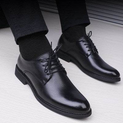 Holy Mango Store men's formal pointed toe shoes in polished black leather with lace-up design