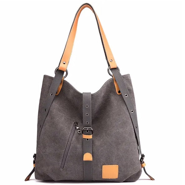 Convertible Canvas Tote Backpack – Multi-Functional Women’s Bag