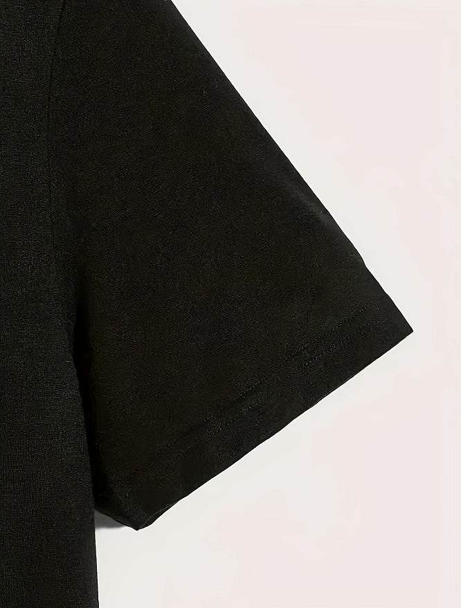 Close-up of black fabric sleeve on Christian graphic tee for women from Holy Mango Store