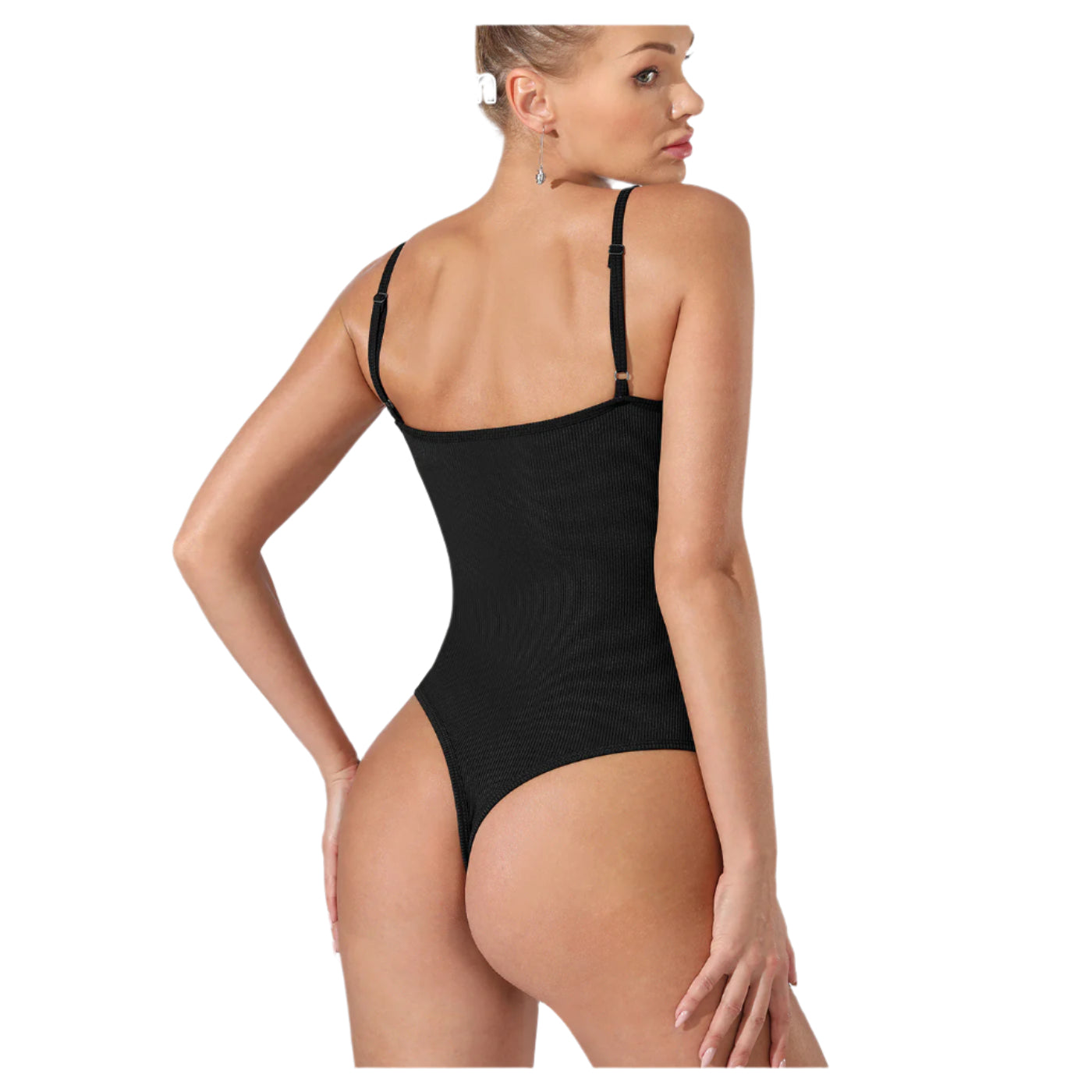 Women's Solid Color Ribbed Bodysuit – Adjustable Strap