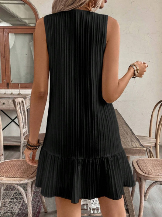 Sleeveless Ruffle V‑Neck Dress