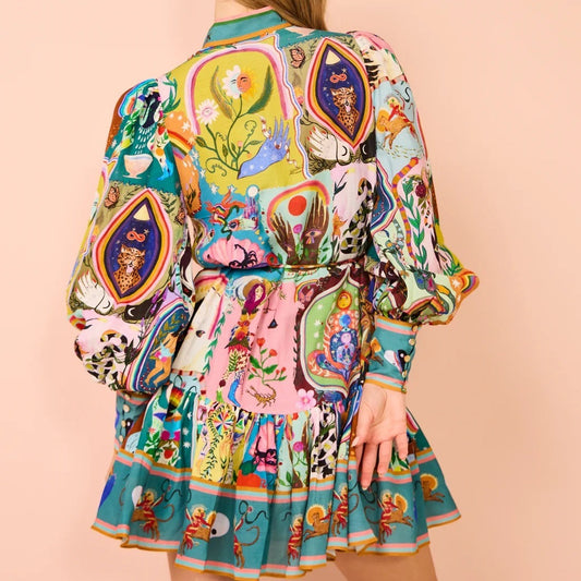 Animal Print Cardigan Shirt Dress