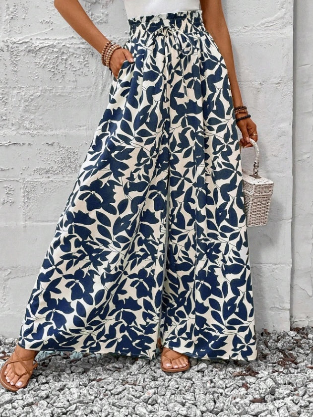 Women's Boho High Waist Wide Leg Floral Pants