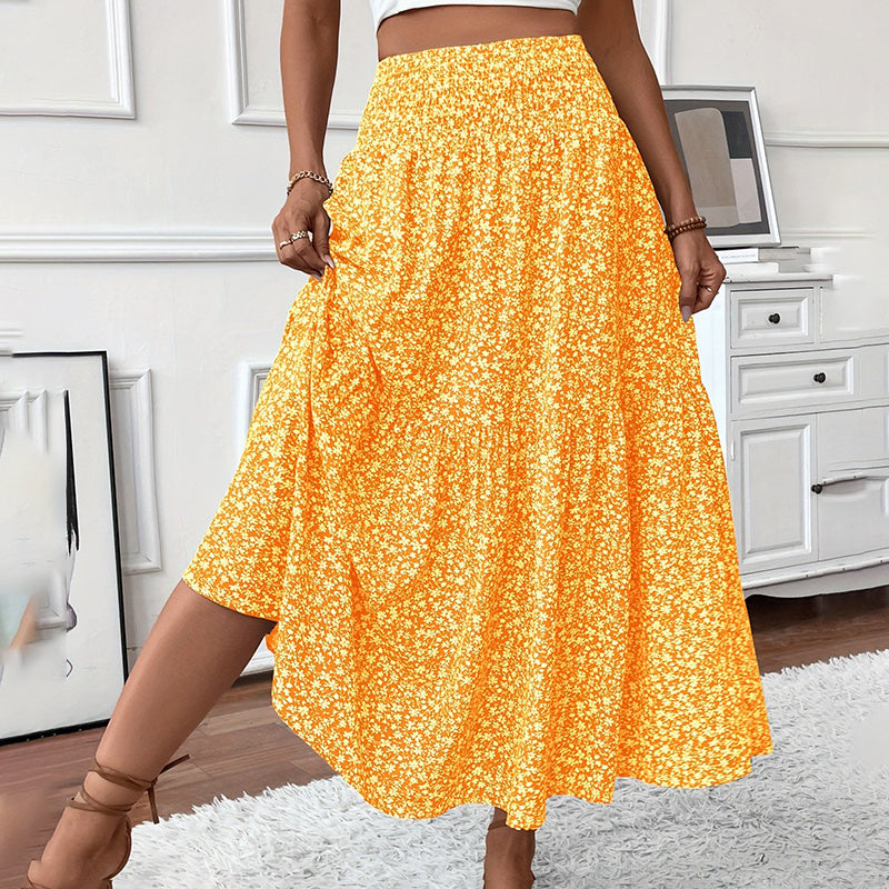Boho Bloom Maxi Skirt – Floral A-Line With Elastic Waist