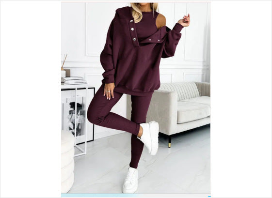 Conjunto de sudadera con capucha y pantalón para mujer: elegante conjunto Active Luxe de 2 o 3 piezas