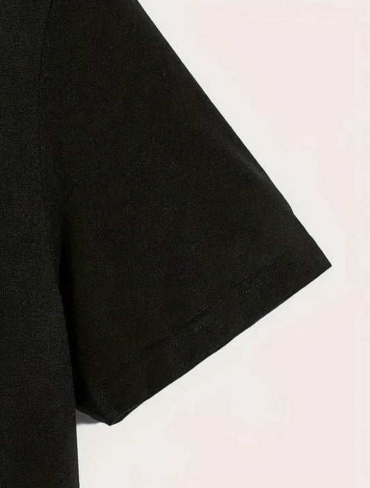 Close-up of black sleeve on a faith inspired casual tee from Blessed Goods by Holy Mango Store