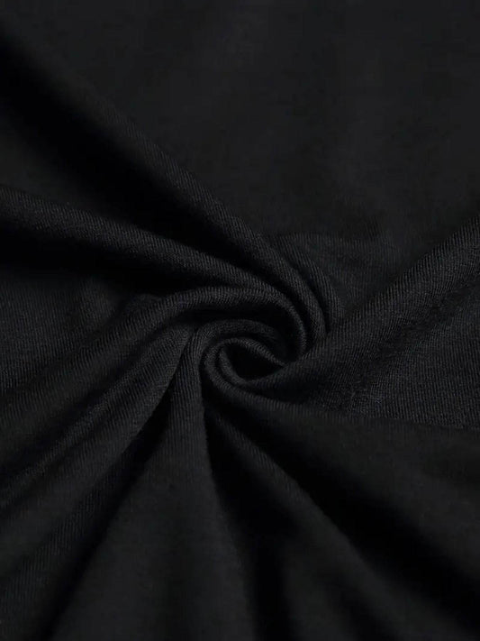 Close-up of black fabric texture for faith print t-shirt for men from Holy Mango Store