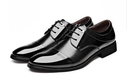 Holy Mango Store men's business dress shoes glossy black leather formal lace-up footwear
