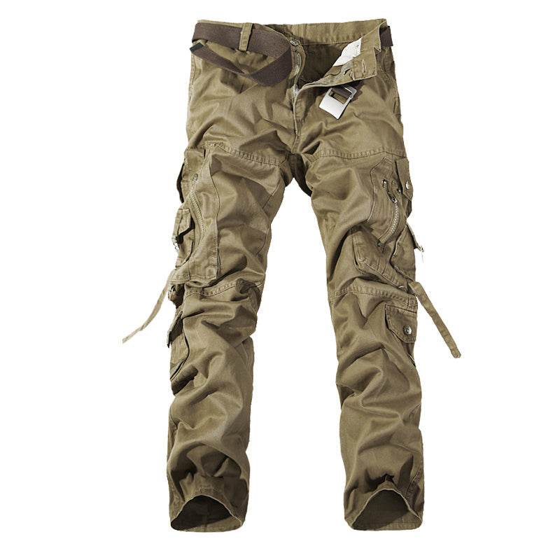 Holy Mango Store men's multi-pocket cargo pants in olive with multiple side pockets straps and utility belt