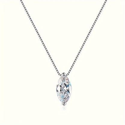 Moissanite Drop Pendant – Minimalist Sparkle Necklace