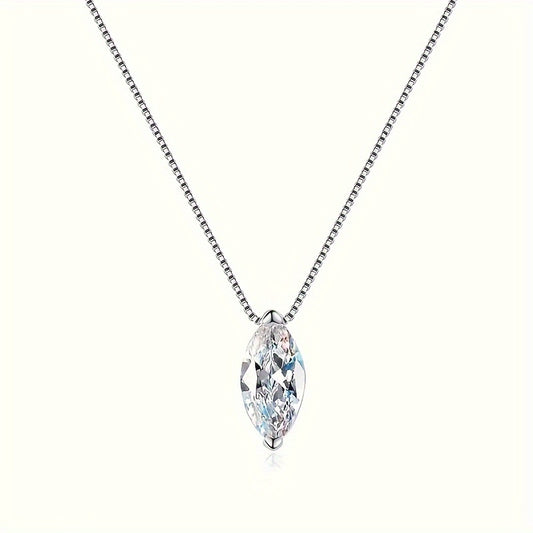 Moissanite Drop Pendant – Minimalist Sparkle Necklace