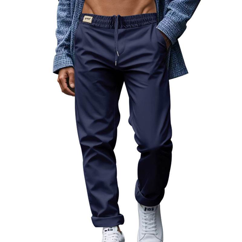 Men's Loose Comfortable Quick-drying Waist-tied Casual Business Pure Color Trousers - Holy Mango Store