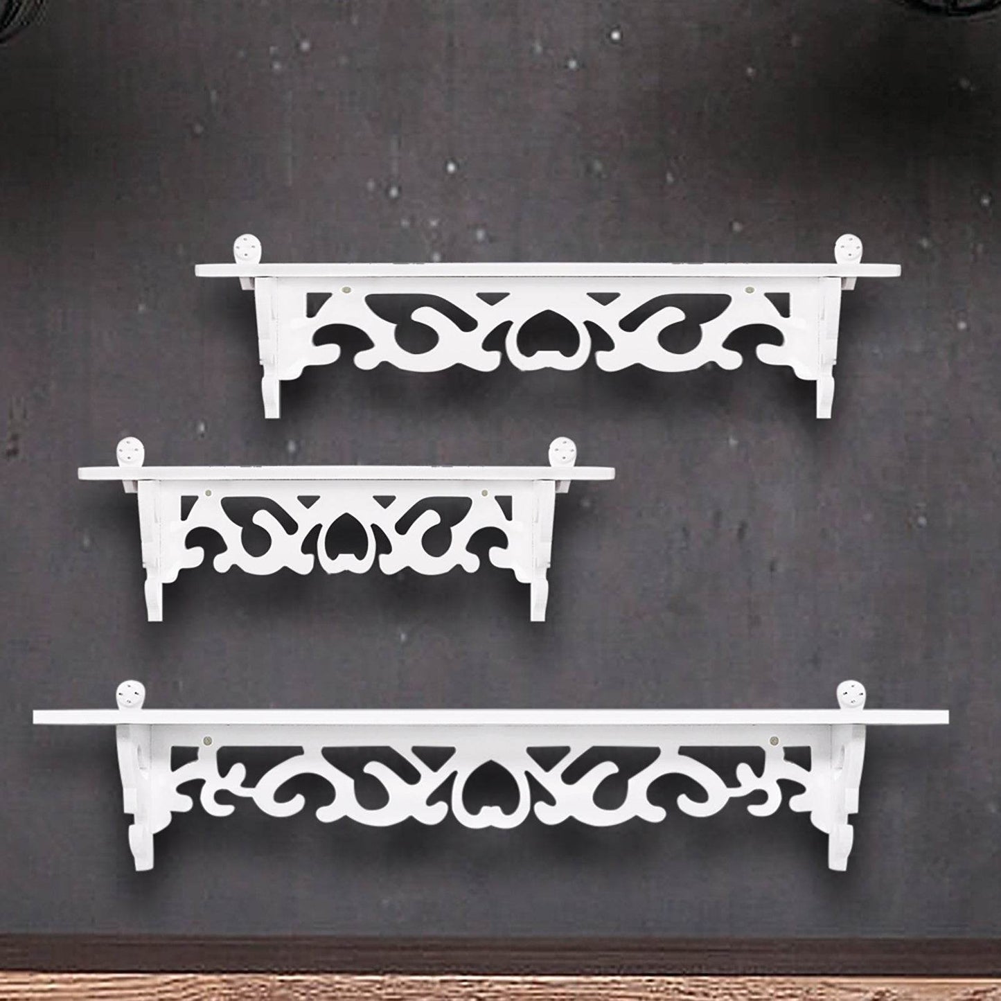 Set of 3 Shabby Floating Wall Shelves Bookshelf Display Wall Shelf Storage Rack - Holy Mango Store