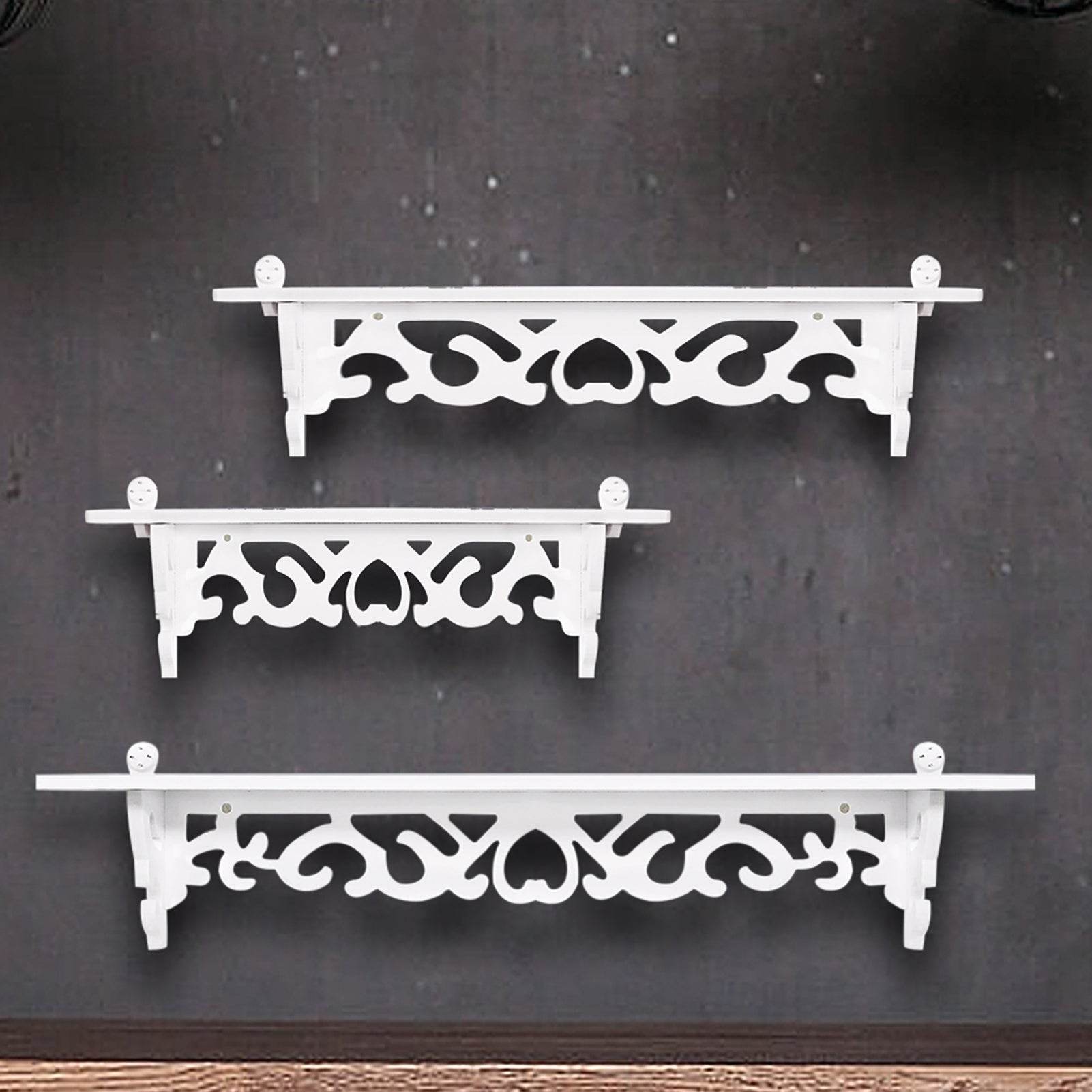 Set of 3 Shabby Floating Wall Shelves Bookshelf Display Wall Shelf Storage Rack - Holy Mango Store