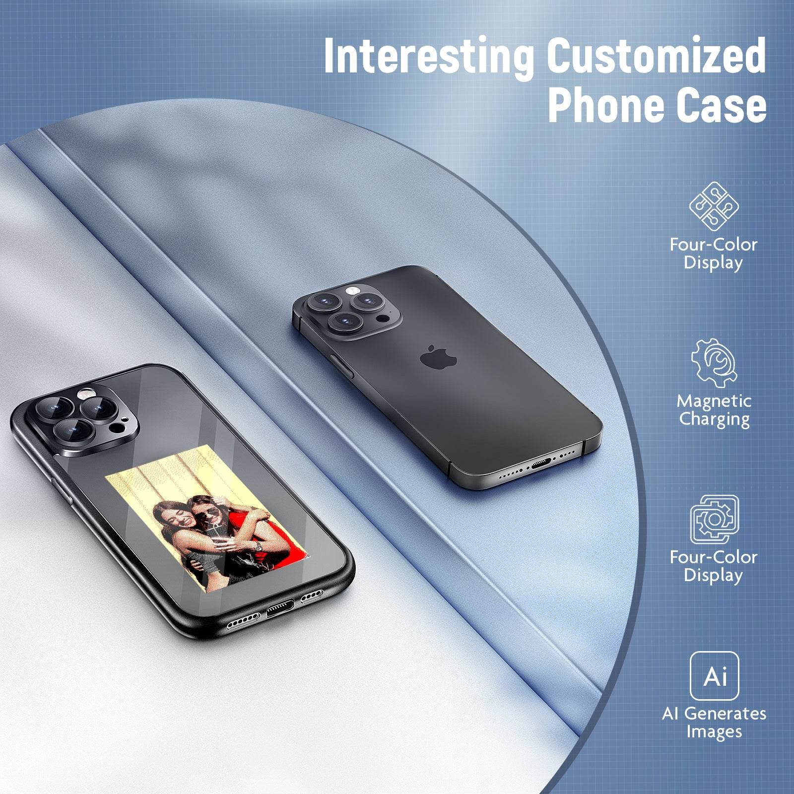 IPhone15 PRO PROMAX NFC Ink Screen Flip Phone Case Smart Creative DIY Custom All-Inclusive Case - Holy Mango Store