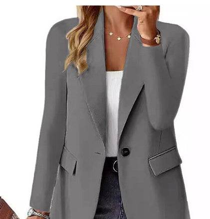 Polyester Autumn Long Sleeve Solid Color Cardigan Small Suit Jacket For Women - Holy Mango Store