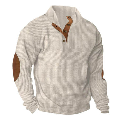 Corduroy Casual Stand Collar Long-sleeved Sweater - Holy Mango Store