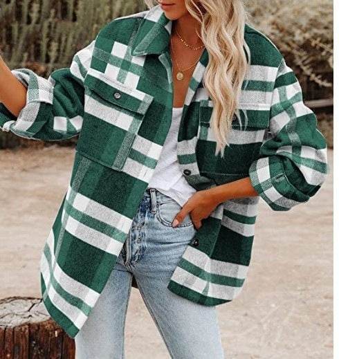 Plaid Button Flannel Woolen Shirt - Holy Mango Store