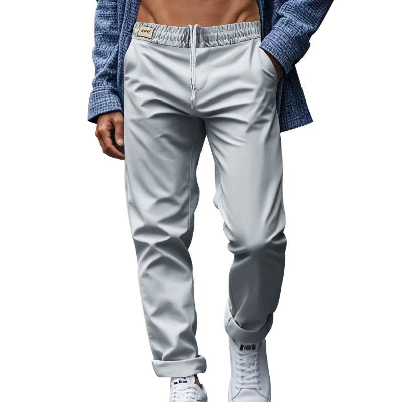 Men's Loose Comfortable Quick-drying Waist-tied Casual Business Pure Color Trousers - Holy Mango Store