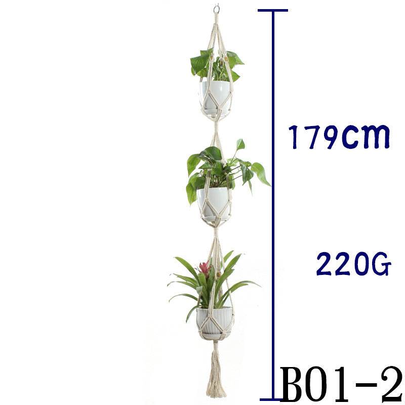 Flower Pot Net Bag Beige Cotton Rope Indoor Plant Hanger Hanging Basket Sling - Holy Mango Store