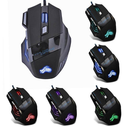 Wired Gaming Mouse 5500DPI 7-Color LED Backlight Optical Mouse Gamer USB 7 Buttons PC Gamer Computer Laptop Desktop Mice - Holy Mango Store